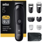 Aparat de tuns multifunctional Braun All-in-One Seria 5 AIO5540, 9-in-1, Lama ultra ascutita, 7 Piepteni,1 Perie curatare,1 Pieptene SkinGuard pentru