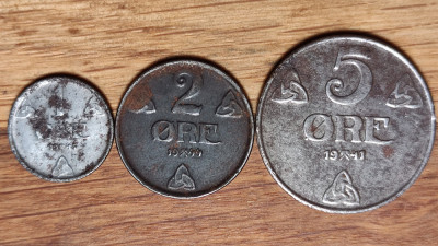 R10 Norvegia -piese de istorie- set ocupatie germana - 1 2 5 ore 1943 1944 1941 fier foto