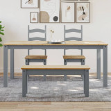VidaXL Masă de sufragerie &bdquo;Panama&rdquo;, gri, 180x90x75 cm, lemn masiv pin