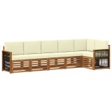 vidaXL Set canapea sectională cu pernă 5 pcs Natural și Crem 3384411