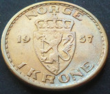 Cumpara ieftin Moneda 1 COROANA / KRONE - NORVEGIA, anul 1957 *cod 1388 A = patina frumoasa!, Europa