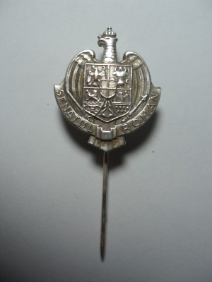 ROMANIA - INSIGNA REGALISTA MINIATURA SENATUL ROMAN (PIN) , 1931, CAROL II, IM1.219 foto