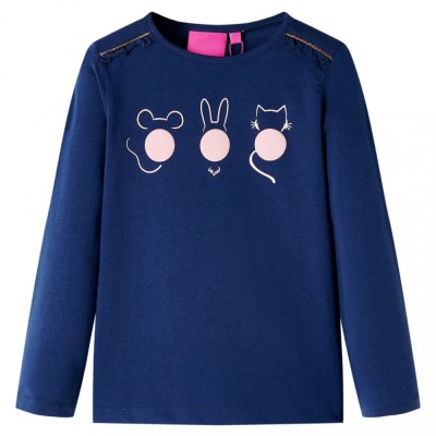Tricou pentru copii cu m&amp;acirc;neci lungi, bleumarin, 104 13765 foto