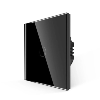 Intrerupator touch simplu cu indicator luminos, Luxion LXD-ST-101G-B, incastrat, rama din sticla inclusa, negru foto