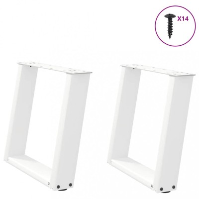 vidaXL Picioare pentru măsuță de cafea &amp;icirc;n formă de U, 2 buc., alb, 50x(42-43) cm, oțel foto