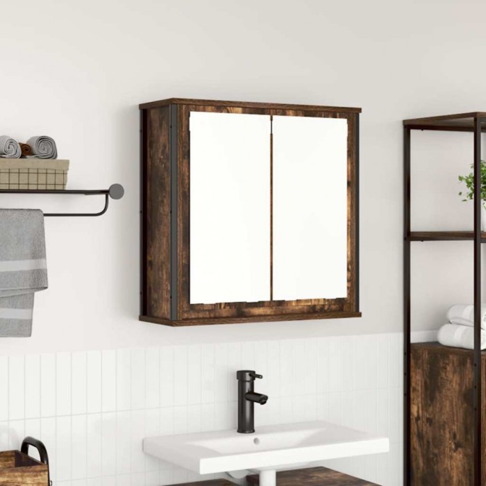 vidaXL Dulap de baie cu oglindă stejar afumat 60x21x60 cm 861899