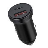 Incarcator Auto Cu USB Si USB Type C 20W Negru