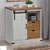 VidaXL Bufetă HALDEN cu uşă glisantă alb 80x40x80 cm lemn masiv