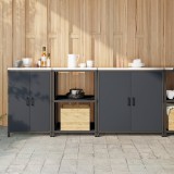 vidaXL Set de Depozitare pentru Bucătărie cu raft Altele cu depozitare cu ușă 3 pcs Antracit