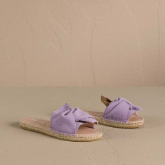 Manebi papuci din piele Hamptons Sandals With Knot femei, culoarea violet, W 1.3 JK