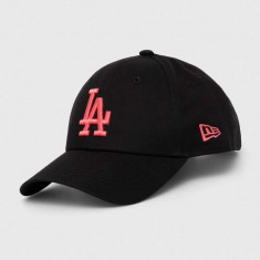 New Era șapcă de baseball din bumbac culoarea negru, cu imprimeu, LOS ANGELES DODGERS