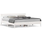 Cumpara ieftin Cadru de pat fara saltea, alb, 200x200 cm, lemn masiv pin