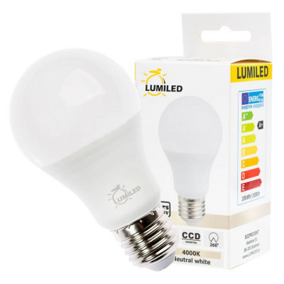 Bec LED 10W(95W) E27, lumina alba naturala 1055lm, Lumiled foto