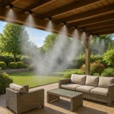 Kit complet pulverizare apa tip ceata cu furtun 25m, duze alama pentru terasa, gradina 80 piese