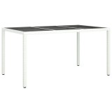 Cumpara ieftin Masa de gradina alb 150x90x75 cm sticla securizata &amp; poliratan