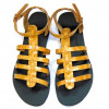 Sandale de Dama Thasos Negre Galbene Gladiator, 36 - 40, Piele naturala