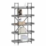 VidaXL Bibliotecă 5 niveluri gri sonoma 100x33x180,5 cm lemn compozit 837700