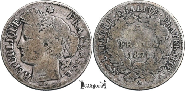 1871 A, 2 francs - Franţa