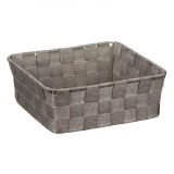 Coș Depozitare, Impletit, Cadru Metalic, Culoare Taupe, Dimensiuni 24x24x8.5 cm, Oem