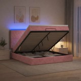 Cumpara ieftin Pat Ottoman cu Saltea si LED Roz 140 x 200 cm Catifea