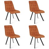 Cumpara ieftin Set 4 scaune bucatarie/living, Artool, Cieza, catifea aramie, picioare metal negru, 49x60x87 cm