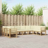 vidaXL Set de canapele de exterior cu pernă 10 pcs Alb și crem 3388274