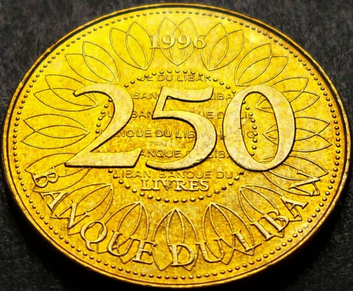 Moneda 250 LIVRE(S) - LIBAN, anul 1996 *cod 1451 B = UNC