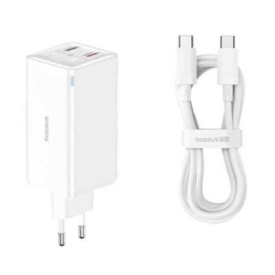 Incarcator 2x USB, 2x Type-C, 100W + Cablu Type-C, 100W, 20V, 5A, 1m - Baseus GaN6 Pro (P10162705212-00) - White foto