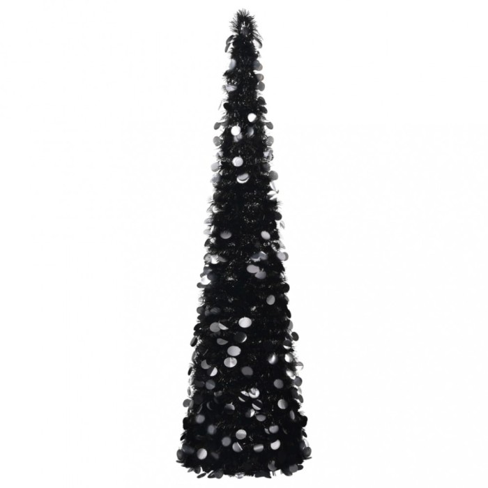 Brad de Crăciun artificial tip pop-up, negru, 150 cm, PET