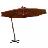 vidaXL Umbrelă &icirc;n consolă cu st&acirc;lp, cărămiziu, 3,5x2,9 m, lemn de brad