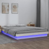 VidaXL Cadru de pat cu LED, alb, 140x190 cm, lemn masiv