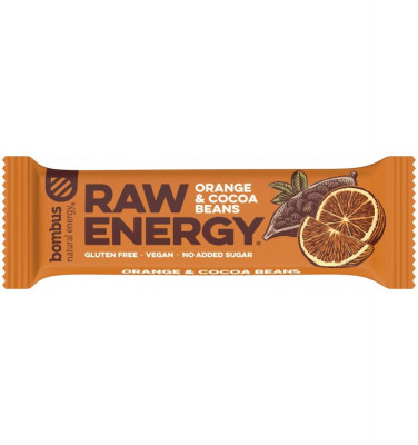 Baton Proteic Raw Energy Cu Portocale Si Boabe De Cacao, 50G Bombus foto