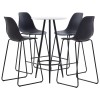 Set mobilier bar Gossi, 5 piese, negru/alb, plastic/otel, HORECA, masa 60x107.5 cm, scaune 48x57x112.5 cm