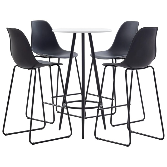 Gossi set mobilier de bar, 5 piese, negru, plastic