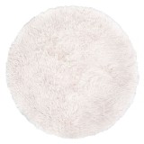 Covoras Decorativ din Imitatie de Blana Shaggy Ecru &Oslash;70cm