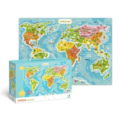 Puzzle - Continentele lumii (100 piese) PlayLearn Toys foto