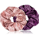 BrushArt Hair Large satin scrunchie set Elastice pentru par Pink &amp; Violet