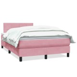 Cumpara ieftin Pat box spring cu saltea, roz, 120x220 cm, catifea