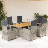 vidaXL Set mobilier de grădină cu perne, 7 piese, gri, poliratan 3212278