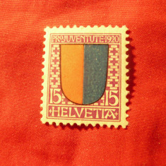 Timbru Elvetia 1920 Emblema ,val. 15C