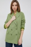United Colors of Benetton sacou culoarea verde, cu doua randuri de nasturi, neted