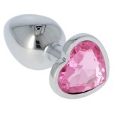 Cumpara ieftin Plug Anal Metal Roz Heart Jewel Medium