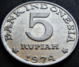 Cumpara ieftin Moneda 5 RUPII - INDONEZIA, anul 1974 *cod 2748 - PLANIFICARE FAMILIALA / AUNC, Asia, Aluminiu