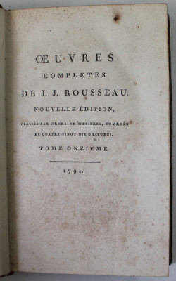 OEUVRES COMPLETES DE J.J. ROUSSEAU , TOME ONZIEME : EMILE OU DE L &amp;#039;EDUCATION ( TOME SECOND ) , 1791 foto