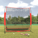 VidaXL Plasă de baseball portabilă negru/roșu 215x107x216 cm poliester