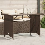 Gossi masa de gradina cu blat din sticla maro 110x68x70 cm poliratan