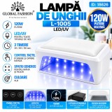 Lampa Unghii LED/UV Global Fashion L-1005, 120W, Cotiera, Alb, Timer, Senzor Miscare, Display Digital, Uscare Rapida Gel