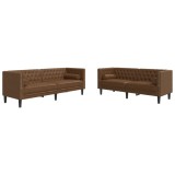Cumpara ieftin Set canapele Chesterfield perne 2 piese maro piele intoarsa eco