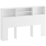 HOMCOM Tăblie de Pat Autoportantă 160 cm cu Compartimente, Tăblie pentru Pat Dublu cu 4 Spații Deschise, 160 x 20,2 x 108,2 cm, Alb | Aosom Romania