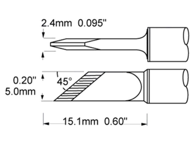 V&acirc;rf cuțit 4,5mm pentru stație de lipit METCAL 421&deg;C